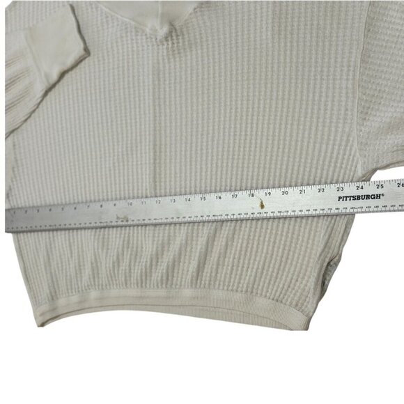 We The Free Waffle Tee Women's Size Large Ivory South Side Tee V-Neck Longline - Picture 7 of 10